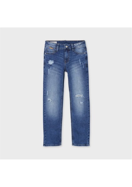 Erkek Çocuk Denim Yırtıklı Pantolon 6556 Mavi