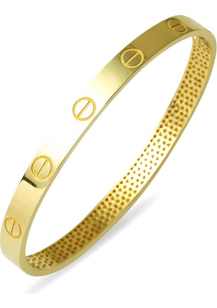 Vidalı Taşsız Kelepçe Altın Bilezik