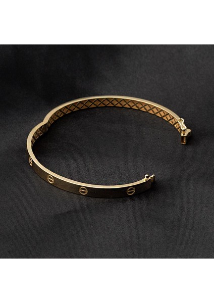 Vidalı Taşsız Kelepçe Altın Bilezik modelleri