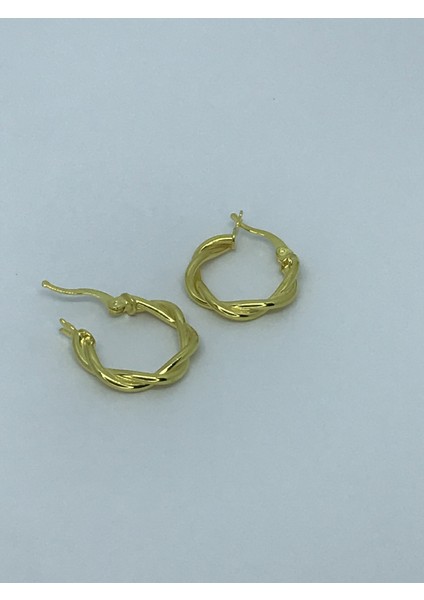 Gümüş Gold Renk Sarmal Küpe