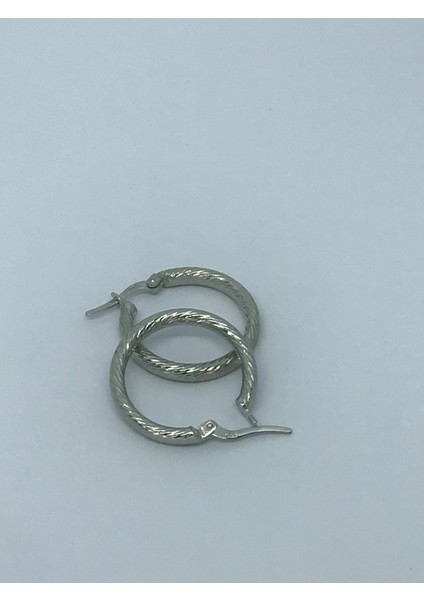 Gümüş Silver Renk Lazer Işlemeli Halka Küpe