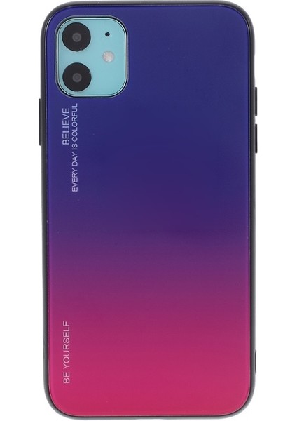 Apple iPhone 11 6.1 Inç Uyumlu Degrade Cam + Tpu Telefon Kılıfı - Mavi / Pembe (Yurt Dışından)