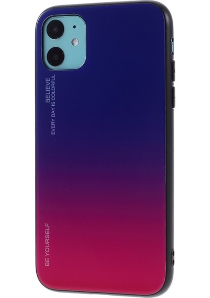 Apple iPhone 11 6.1 Inç Uyumlu Degrade Cam + Tpu Telefon Kılıfı - Mavi / Pembe (Yurt Dışından)