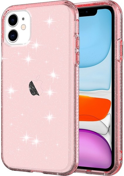 Apple iPhone 11 6.1 Inç Uyumlu Tpu + Pc Simli Telefon Kılıfı - Şeffaf Pembe (Yurt Dışından)