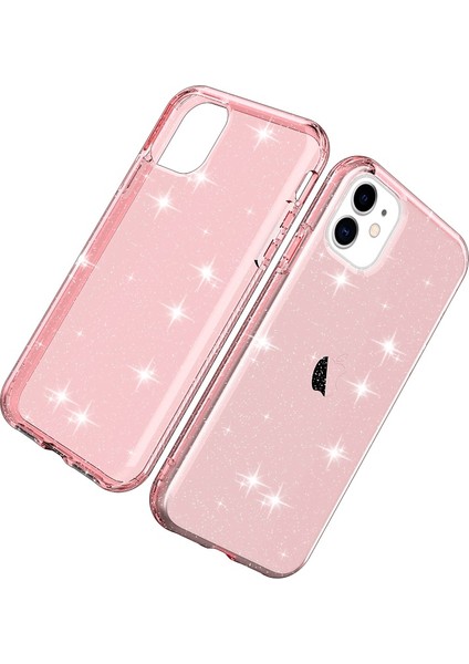 Apple iPhone 11 6.1 Inç Uyumlu Tpu + Pc Simli Telefon Kılıfı - Şeffaf Pembe (Yurt Dışından)