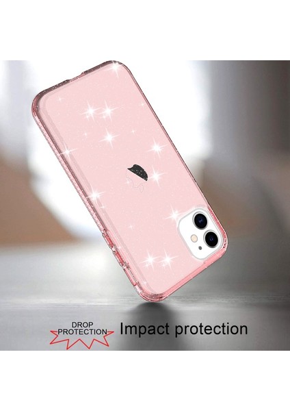 Apple iPhone 11 6.1 Inç Uyumlu Tpu + Pc Simli Telefon Kılıfı - Şeffaf Pembe (Yurt Dışından)