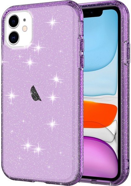 Apple iPhone 11 6.1 Inç Uyumlu Tpu + Pc Simli Telefon Kılıfı - Şeffaf Mor (Yurt Dışından)