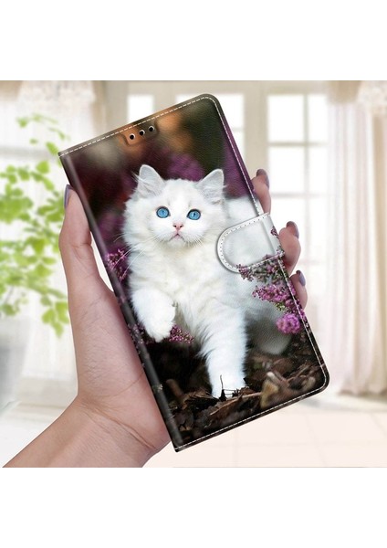 Dayanıklı Desen Baskı Pu Deri Standı Galaxy S22 5g Için Kayış ile Koruyucu Kılıf Koruyucu Kılıf - C08 Beyaz Kedi (Yurt Dışından) indirimleri