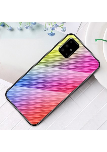 Galaxy A51 Için Karbon Fiber Doku Temperli Cam + Pc + Tpu Muhafaza - Renkli Elyaf (Yurt Dışından)