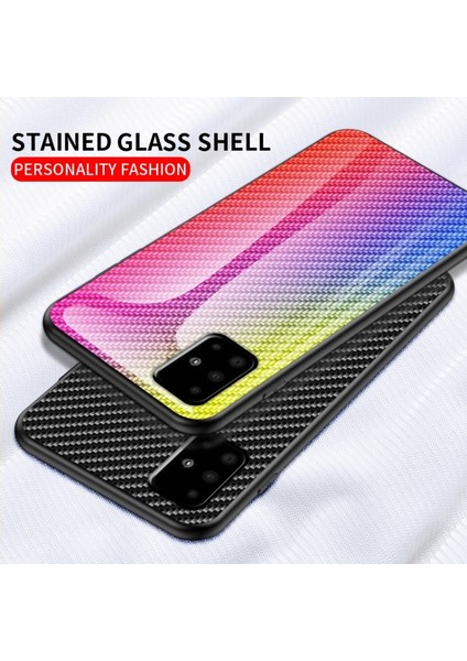 Galaxy A51 Için Karbon Fiber Doku Temperli Cam + Pc + Tpu Muhafaza - Renkli Elyaf (Yurt Dışından) modelleri