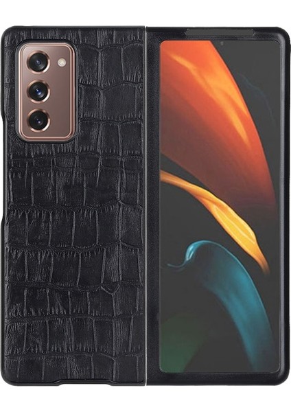 Samsung Galaxy Z Fold2 5g Için Timsah Derisi Dokulu Hakiki Deri + Pc Hibrid Telefon Kılıfı (Yurt Dışından)