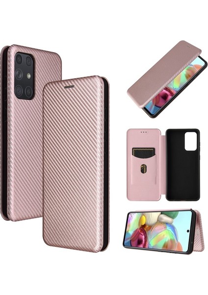 Deri Samsung Galaxy A72 5g Için Kılıfı - Pembe (Yurt Dışından)