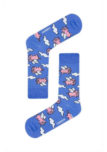 Carnaval Socks Pembe Domuz Desenli Renkli Çorap