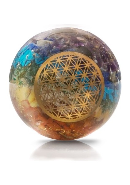 Organit Yaşam Çiçekli Doğal Taşlı Küre