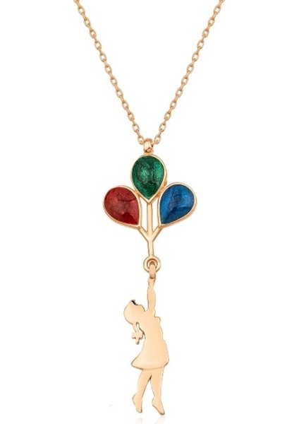 Balonlu Kız 925 Ayar Gümüş Kolye