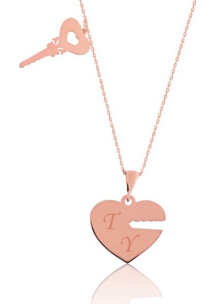 Kalbimin Anahtarı Isim Yazılı 925 Ayar Gümüş Kolye