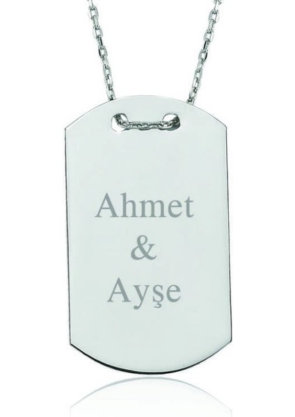 Isimli Asker Künyesi 925 Ayar Gümüş Kolye