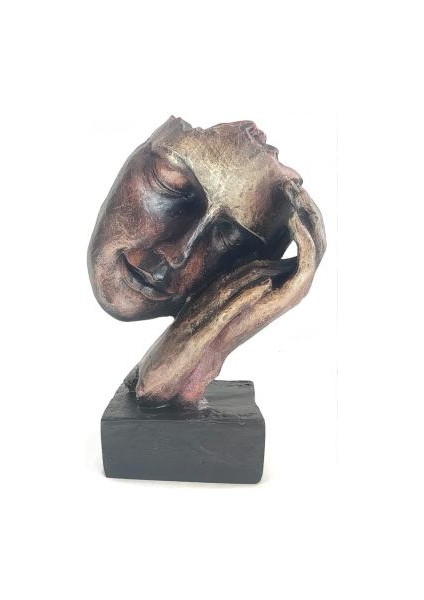 Dekoratif Polyester Uyuyan Maske Heykeli (21X16CM)