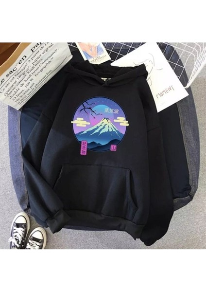 Kadın Siyah Tsukuba Sweatshirt Kapüşonlu