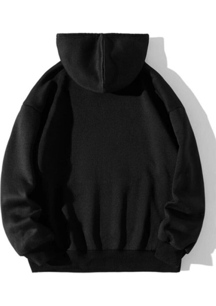 Unisex Siyah California Sweatshirt Kapşonlu