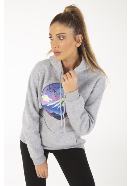 Kadın Gri Tsukuba Sweatshirt Kapüşonlu