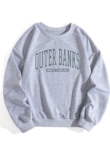 Kadın Gri Outer Banks Oversize Sweatshirt