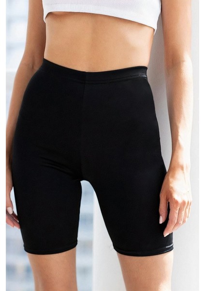 Kadın Yüksek Bel Toparlayıcı Parlak Biker Şort Tayt modelleri