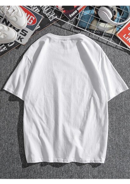 Unisex Beyaz T-Shirt Funny Smile Baskılı Oversize Tişört fiyatları