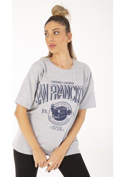 Kadın Gri San Francisco T-Shirt