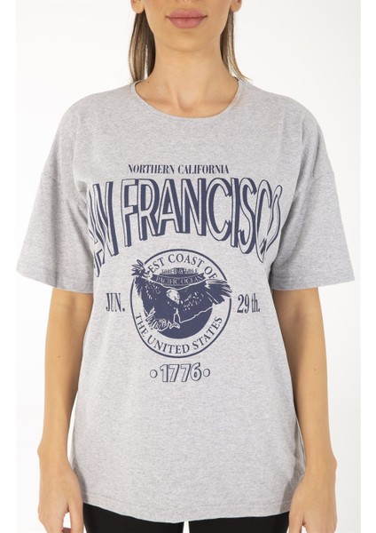 Kadın Gri San Francisco T-Shirt