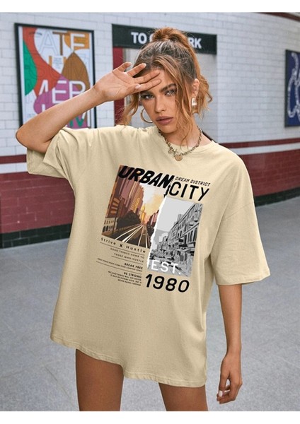 Kadın Vizon Urban Baskılı T-Shirt modelleri