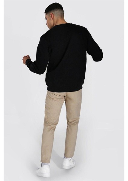 Erkek Siyah Man Baskili Oversize Sweatshirt