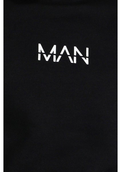 Erkek Siyah Man Baskili Oversize Sweatshirt