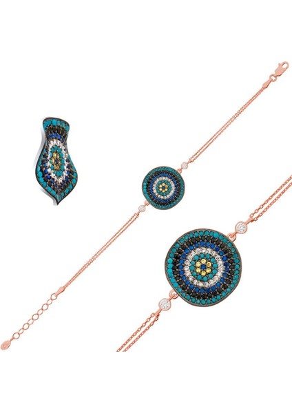 Nazar Dalgalı Desen 925 Ayar Gümüş Bileklik