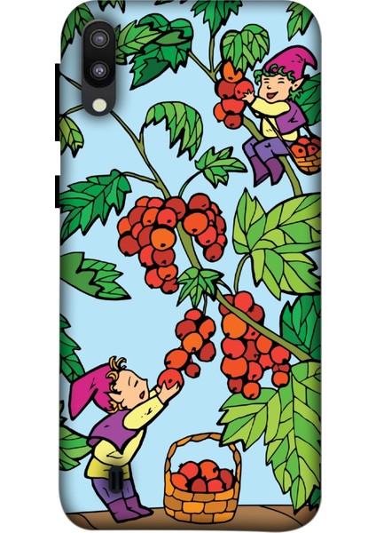 Samsung Galaxy M10 Kılıf Çiçek Yapraklar Baskılı Desenli Zipax A++ Silikon - 8573