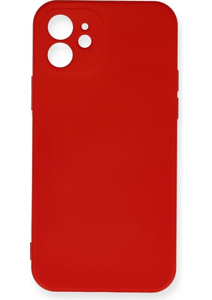 iPhone 12 Kılıf Nano Içi Kadife Silikon - Kırmızı