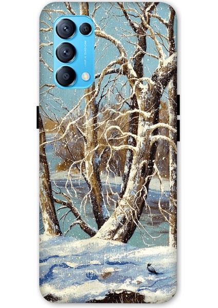 Oppo Reno 5 Kılıf Baskılı Kış Desenli Zipax A++ Silikon - 8587