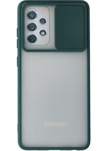 Samsung Galaxy A52 Kılıf Palm Buzlu Kamera Sürgülü Silikon - Yeşil