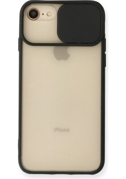 iPhone Se 2020 Kılıf Palm Buzlu Kamera Sürgülü Silikon - Siyah