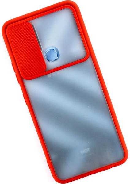 Infinix Hot 10 Kılıf Palm Buzlu Kamera Sürgülü Silikon - Kırmızı modelleri