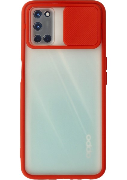 Oppo A92 Kılıf Palm Buzlu Kamera Sürgülü Silikon - Kırmızı