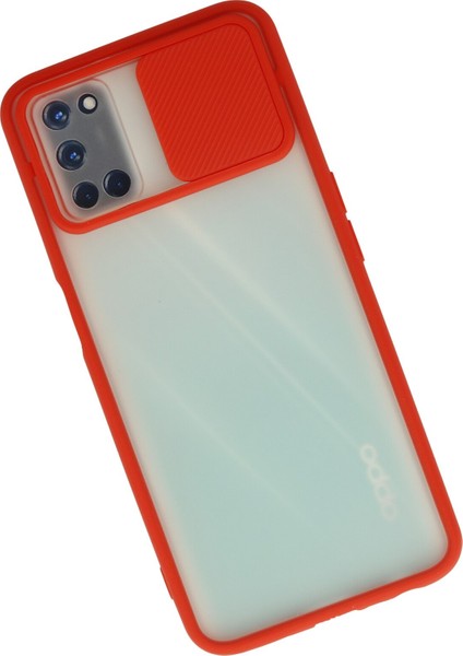 Oppo A92 Kılıf Palm Buzlu Kamera Sürgülü Silikon - Kırmızı fiyatları