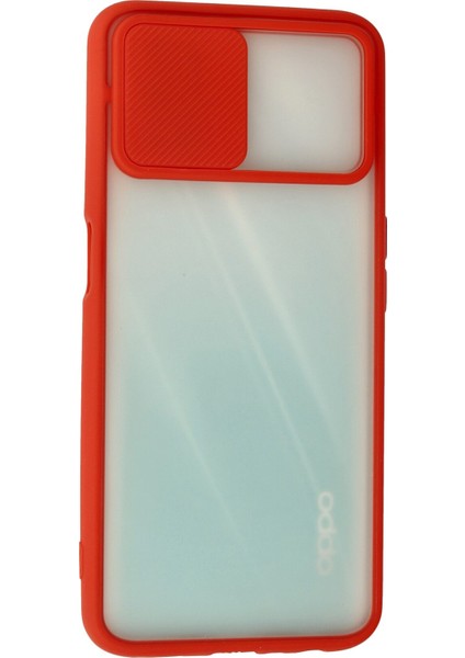 Oppo A92 Kılıf Palm Buzlu Kamera Sürgülü Silikon - Kırmızı modelleri