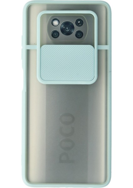 Xiaomi Pocophone X3 Kılıf Palm Buzlu Kamera Sürgülü Silikon - Turkuaz