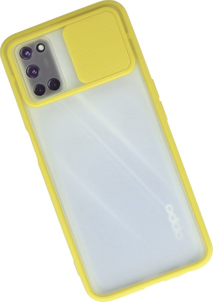 Oppo A52 Kılıf Palm Buzlu Kamera Sürgülü Silikon - Sarı fiyatları