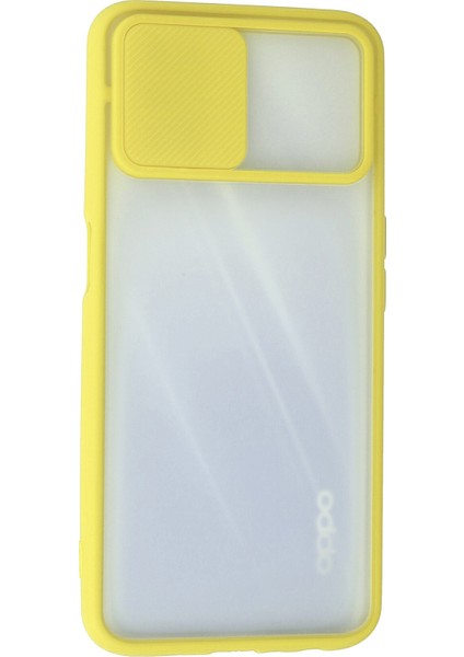 Oppo A52 Kılıf Palm Buzlu Kamera Sürgülü Silikon - Sarı modelleri