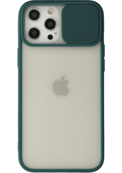 iPhone 12 Pro Max Kılıf Palm Buzlu Kamera Sürgülü Silikon - Yeşil