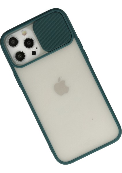 iPhone 12 Pro Max Kılıf Palm Buzlu Kamera Sürgülü Silikon - Yeşil fiyatları