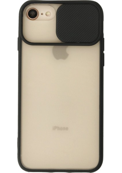 iPhone 8 Kılıf Palm Buzlu Kamera Sürgülü Silikon - Siyah