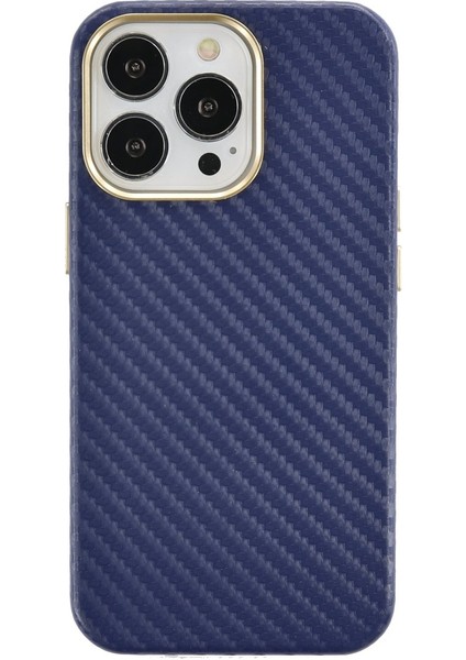 iPhone 13 Pro Max Kılıf Hibrit Karbon Silikon - Mavi